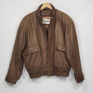Vintage Sea Dream Leather  Brown Leather Bomber Jacket  Men's Medium